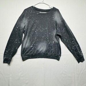 Cold Crush Gray Distressed Splatter Spray-paint Sweatshirt Streetwear Women's L